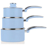 Argos Swan Retro 3 Piece Non-Stick Aluminium Saucepan Set - Blue- Buy online at McGrocer