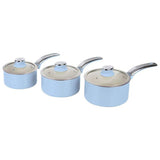 Swan Retro blue saucepan set 3 piece - British brand