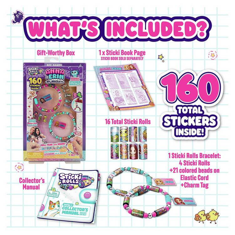 Sticki Rolls Anna & Erin BFF bracelet set, UK version