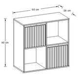 GFW Kube 4 cube storage unit in black with oak-effect boxes, UK version