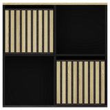 GFW Kube 4 cube storage unit in black with oak-effect boxes, UK version