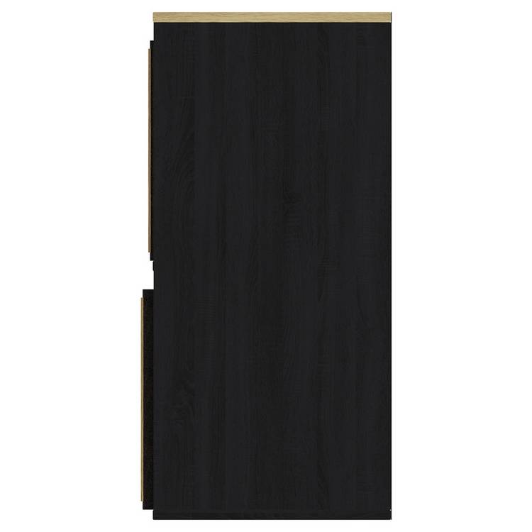 GFW Kube 4 cube storage unit in black with oak-effect boxes, UK version