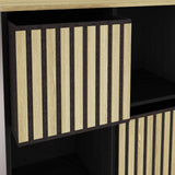 GFW Kube 4 cube storage unit in black with oak-effect boxes, UK version