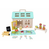 Chad Valley wooden garden house set with figures, UK version