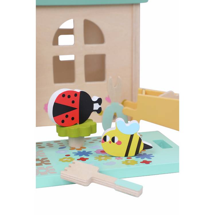 Chad Valley wooden garden house set with figures, UK version