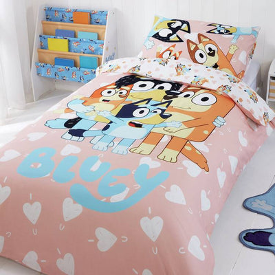 Argos Bluey Pink Hearts Reversible Toddler Cotton Bedding Set 150x120cm- Buy online at McGrocer