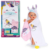 Baby Born unicorn hooded towel set for dolls 36cm - British product