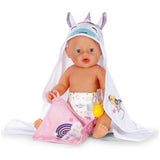 Baby Born unicorn hooded towel set for dolls 36cm - British product
