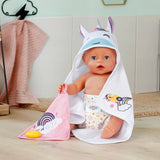 Baby Born unicorn hooded towel set for dolls 36cm - British product