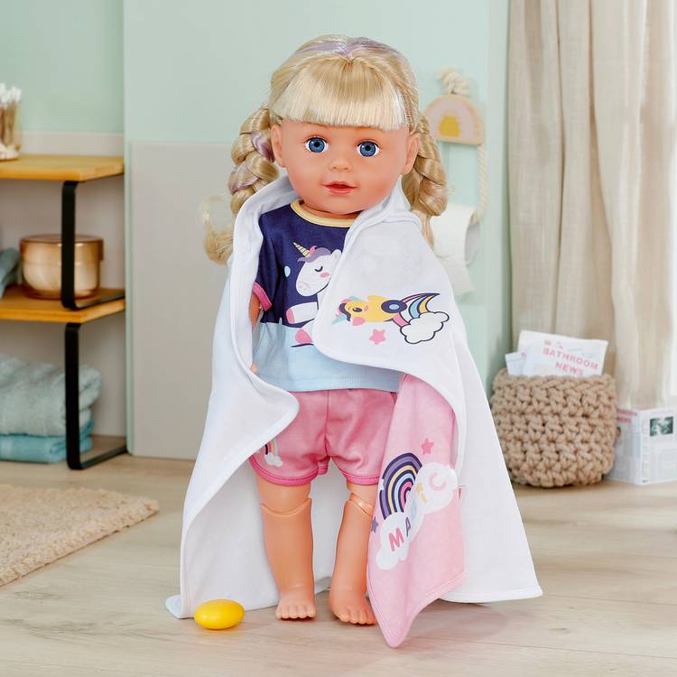 Baby Born unicorn hooded towel set for dolls 36cm - British product
