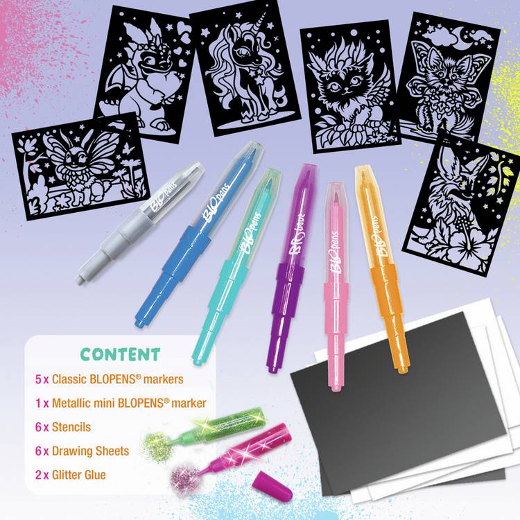 BLOPENS Xtra Glitter Creatures Set art kit (British brand)