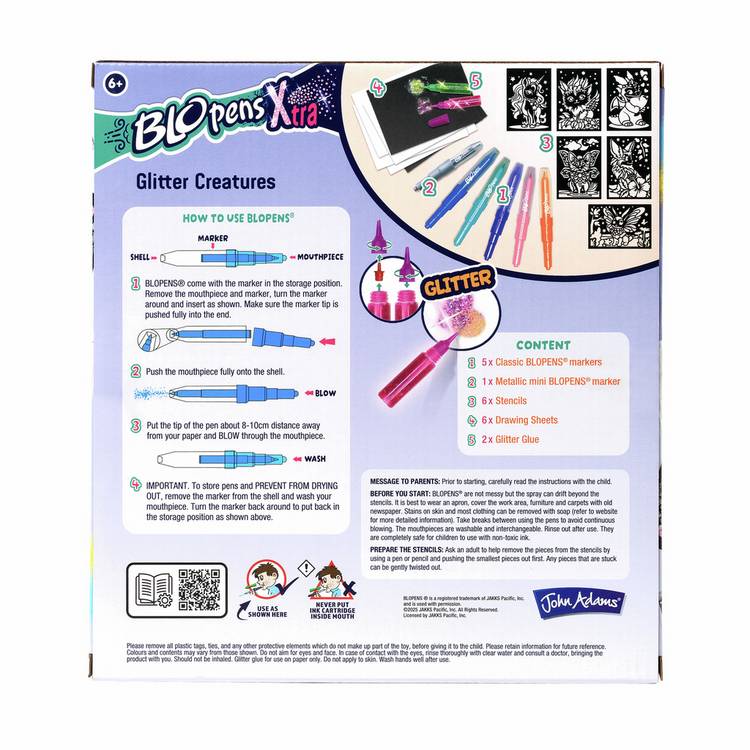 BLOPENS Xtra Glitter Creatures Set art kit (British brand)