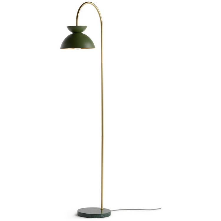 Habitat green floor lamp with marble base, imported from the UK