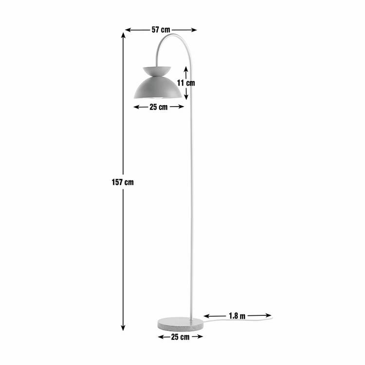 Habitat green floor lamp with marble base, imported from the UK