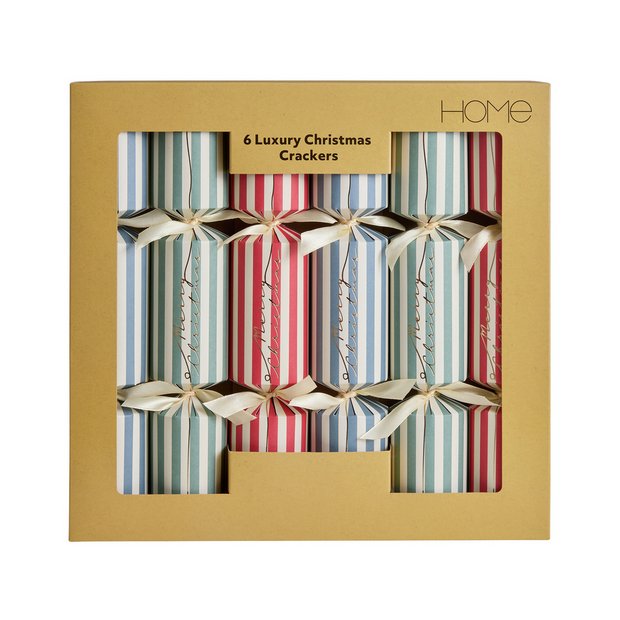 Argos Home luxury striped Christmas crackers pack of 6 - British product