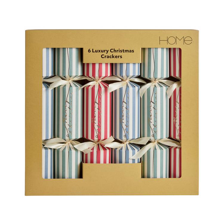 Argos Home luxury striped Christmas crackers pack of 6 - British product