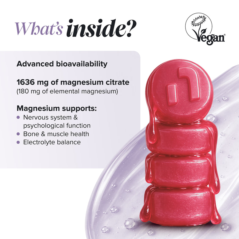 Novomins Magnesium gummies raspberry flavoured 60 pack (British brand)