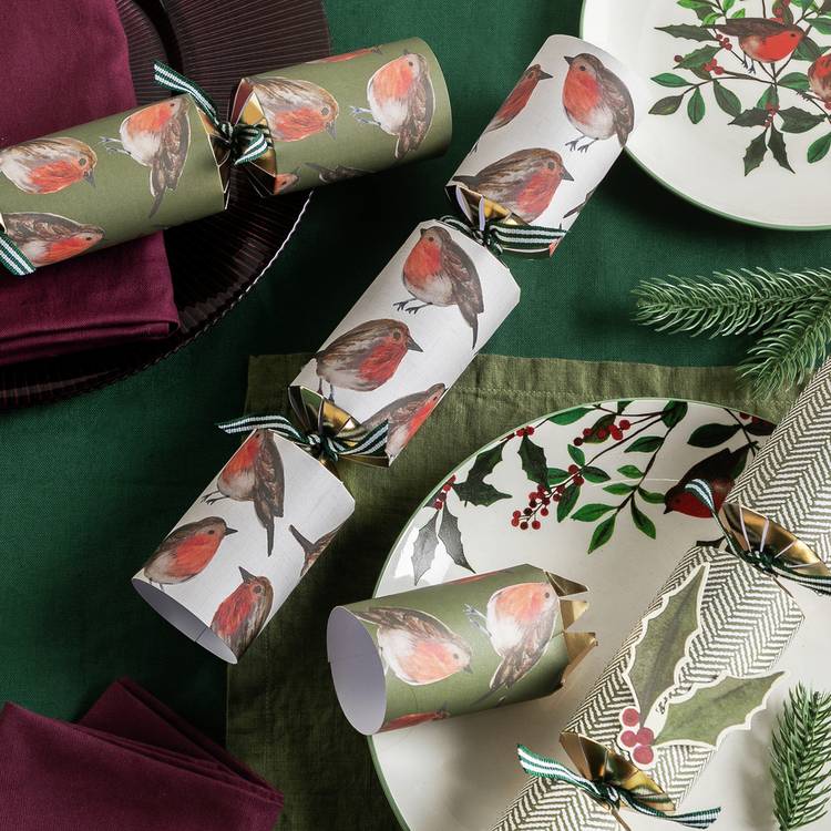 Argos Home luxury robin Christmas crackers pack of 6, UK version