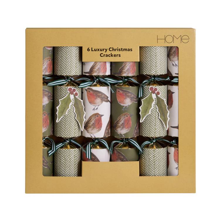Argos Home luxury robin Christmas crackers pack of 6, UK version