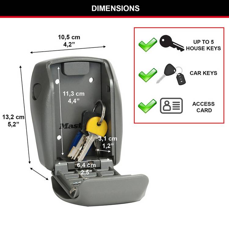 Master Lock reinforced certified wall mounted key safe - British product
