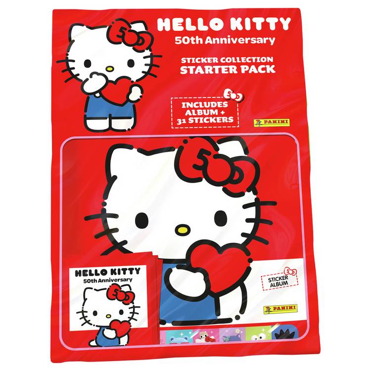Hello Kitty 50th anniversary sticker album and sticker packets, imported from the UK