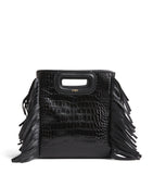 Maje mini leather cross-body bag with fringed trims - British product