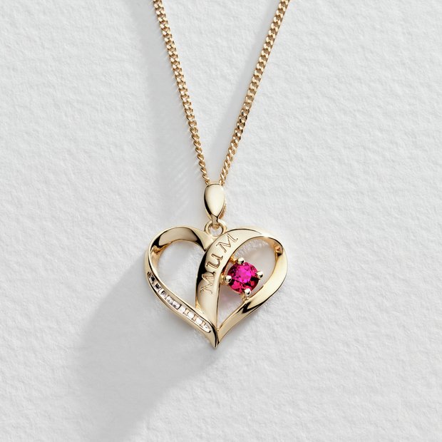 Moon & Back mum heart gold plated silver pendant with chain, UK version