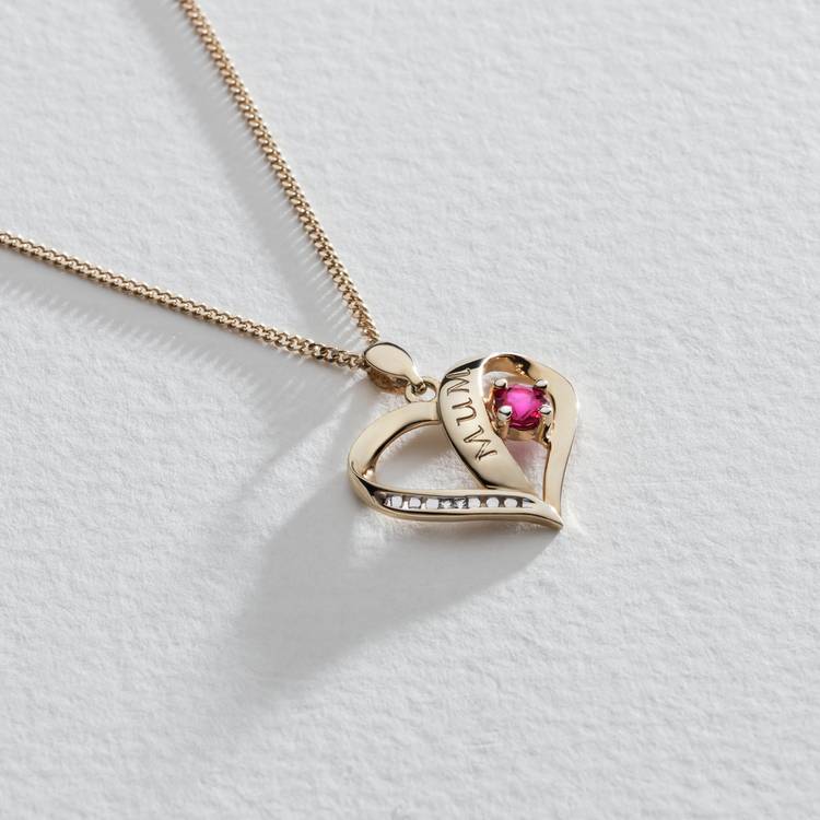 Moon & Back mum heart gold plated silver pendant with chain, UK version