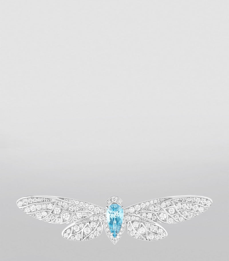 Boucheron Cicada ring white gold diamonds aquamarine (British brand)