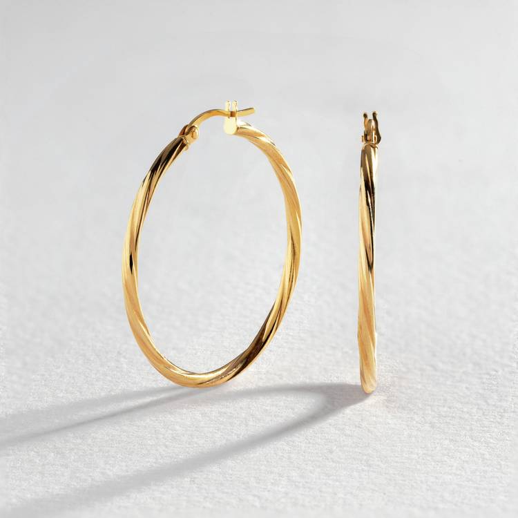 Revere 9ct gold twist creole hoop earrings, UK version