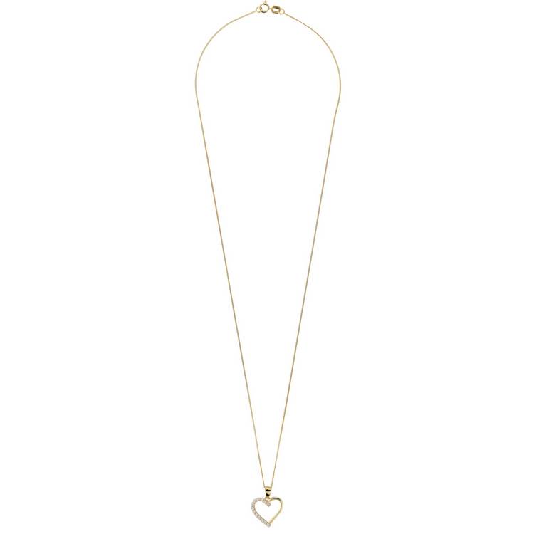 Revere 9ct gold CZ heart pendant necklace (British brand)