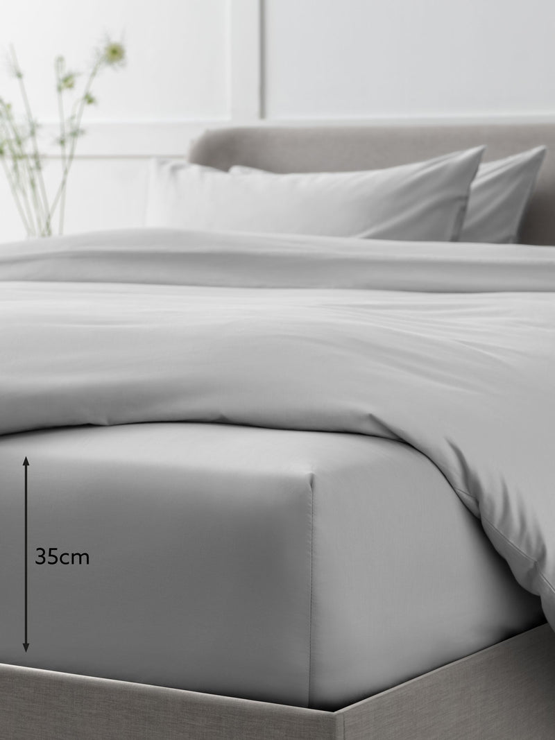 Silver Grey Egyptian Cotton Sateen Fitted Sheet (British brand)