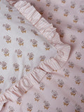 Pink Block Floral Polycotton Duvet Cover and Pillowcase, imported from the UK