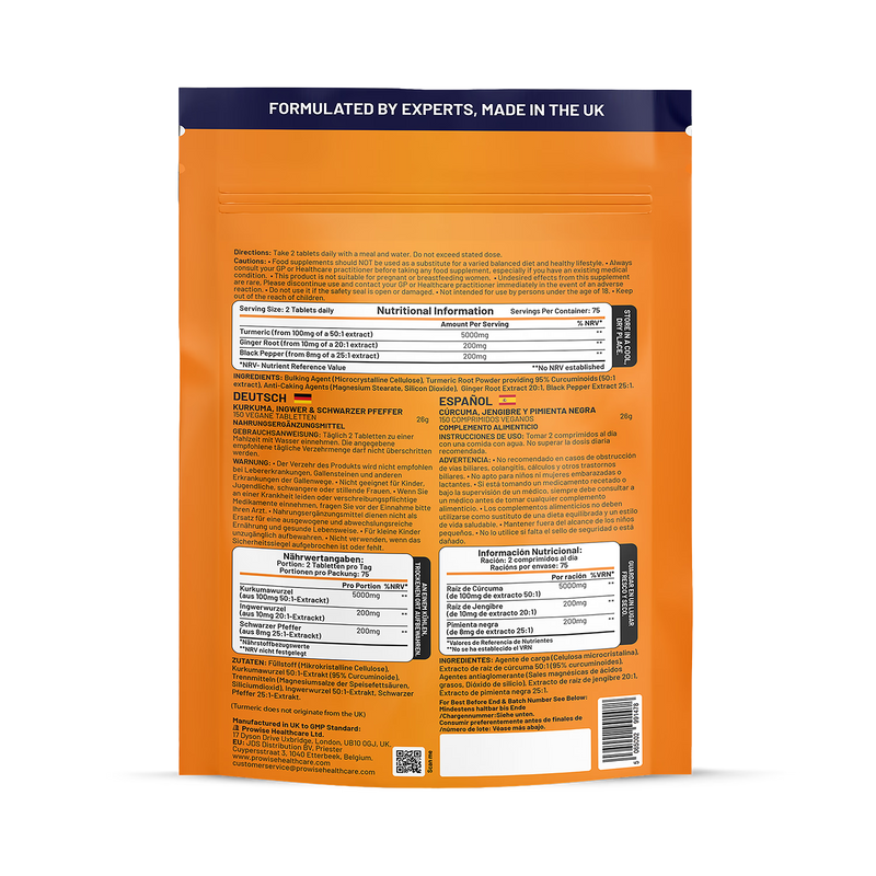 Prowise Healthcare turmeric tablets 5400mg 150 count - British product