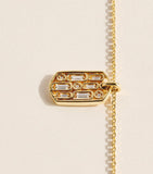 Suzanne Kalan yellow gold diamond dog tag pendant necklace, UK version