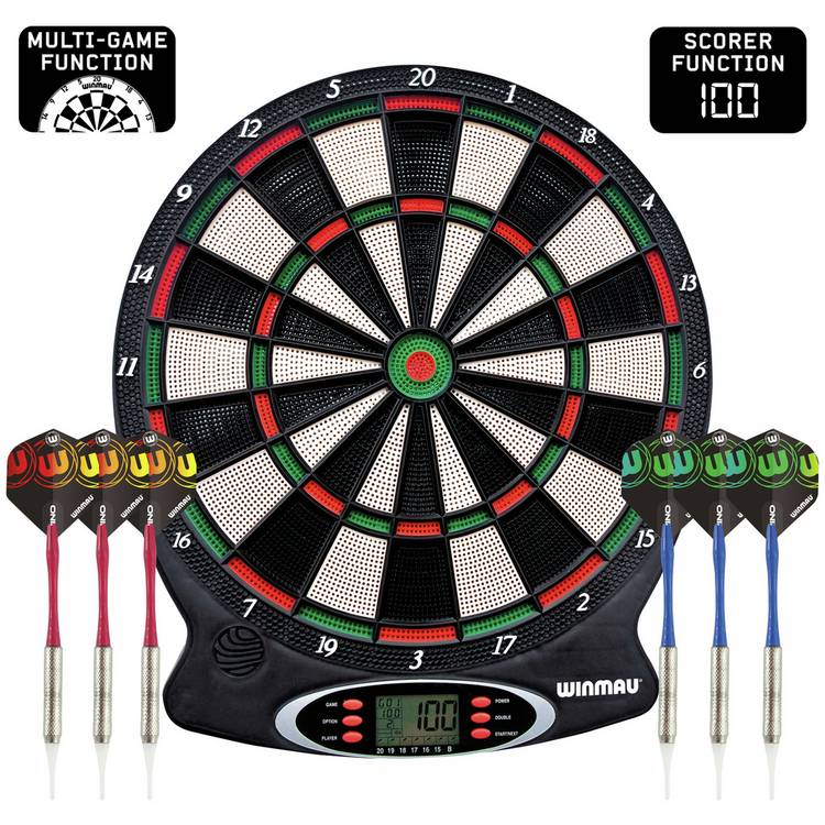 Winmau electronic dartboard with soft tip darts (British brand)