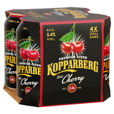 Kopparberg cherry cider 4 cans 330ml, UK version