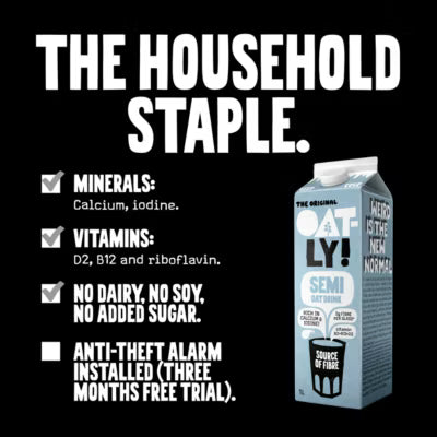 Oatly Original Oat Drink Semi 1L, imported from the UK