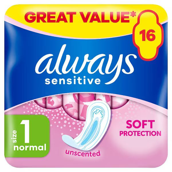 Always Sensitive Normal Ultra Sanitary Towels 16 Count - British product