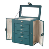 Superdrug Livingandhome Jewellery Box with Mirror and Drawers - Green - 30 x 17 x 32 cm- Buy online at McGrocer