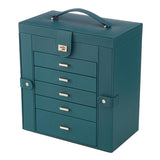 Livingandhome green jewellery box with mirror and drawers, UK version