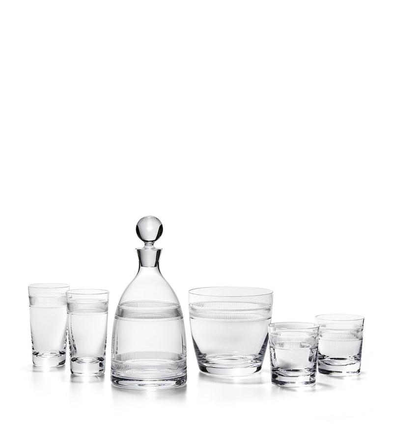 Ralph Lauren Langley crystal ice bucket with etched design, imported from the UK