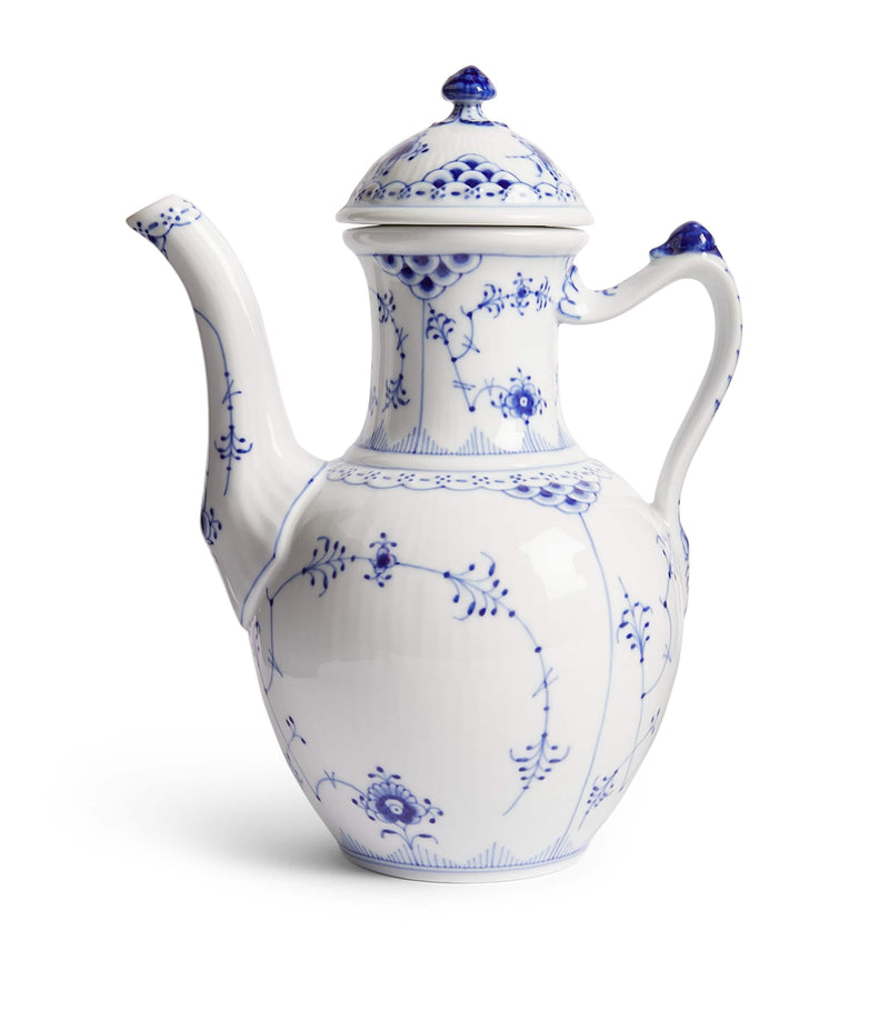 Royal Copenhagen Blue Fluted Half Lace porcelain coffee pot, imported from the UK