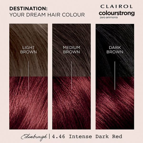 Clairol ColourStrong permanent hair dye intense dark red - British product