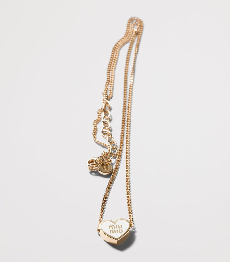 Miu Miu enamel heart pendant necklace chain, imported from the UK