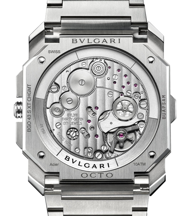 Bvlgari Octo Finissimo Chronograph GMT watch 43mm stainless steel, imported from the UK
