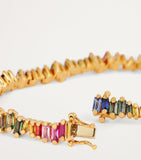 Suzanne Kalan Bold rose gold rainbow sapphire tennis bracelet 18cm (British brand)