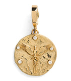 Azlee phoenix coin charm in 18k yellow gold with diamonds, UK version