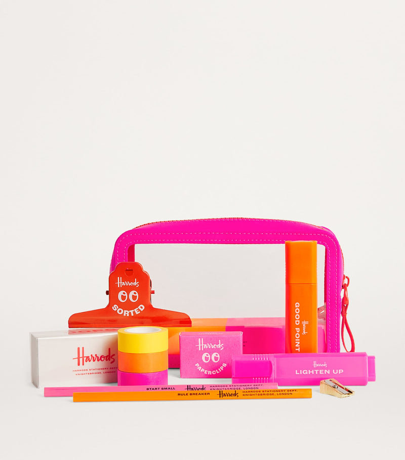 Harrods filled pencil case with stationery accessories, UK version