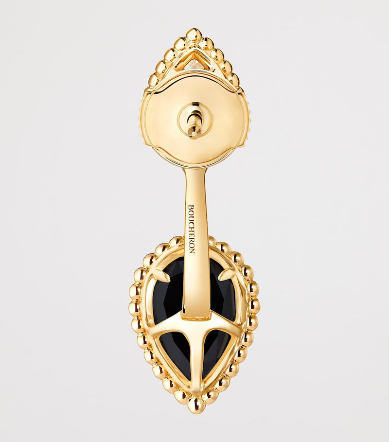 Boucheron Serpent Bohème stud earring yellow gold diamond onyx, imported from the UK